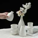 Parlamain Set of 16 White Ceramic Bud Vases, Minimalist Boho Small Pampas Grass Flower Vase for Farmhouse Home Decor, Wedding Centerpiece, Shelf and Table Decoration