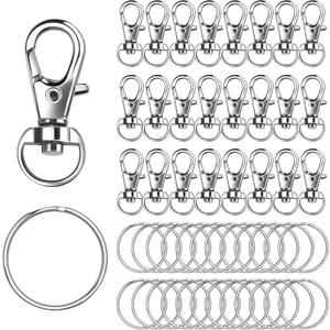 Logosophia 50 PCS Premium Keychain Making Kit - 25 Keychain Clips & 25 Key Rings, Metal Swivel Lobster Claw Clasps, for Jewelry Clasps&Name tag