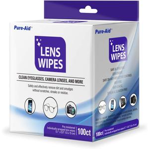 Lens Wipes, Cleans Eyeglasses Camera Lenses, Smart Phones and More (Lense Wipes 100ct (1pk))