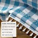 Deep Dream Water-Resistant Checkered Tablecloth Rectangle, Cotton Linen Gingham Table Cloth with Tassel, Wrinkle Free Buffalo Plaid Table Cover for Picnic Kitchen Dining Room - 55 x 70 Inch, Blue