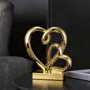 Wedding Anniversary Couples Gifts-Two Hearts Decor Resin Statue,1st to 50th for Her/Him,Engagement Present, Shimmering Love Symbol for Couple, Romantic Home Accent