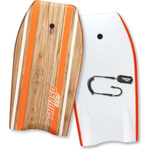 THURSO SURF Quill 42'' Bodyboard Lightweight Durable EPS Core IXPE Deck HDPE Slick Bottom FRP Stringer Crescent Tail Dual Channel Plastic Mesh with Double Stainless Steel Swivel Coiled Wrist Leash