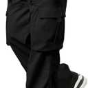 ZAFUL Men's Wild Cargo Pants Loose Fit Y2K Pants Drawstring Casual Hiking Pants Pocket Zipper Design Straight Trousers (Large, Black)