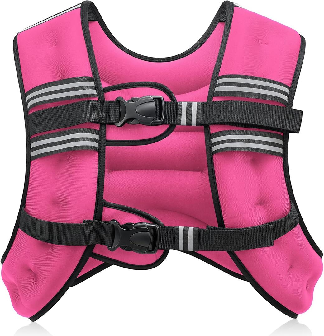 ZELUS Weighted Vest, 20lb Weight Vest with Reflective Stripe for Workout, Strength Training, Running, Fitness, Muscle Building, Weight Loss, Weightlifting, Pink