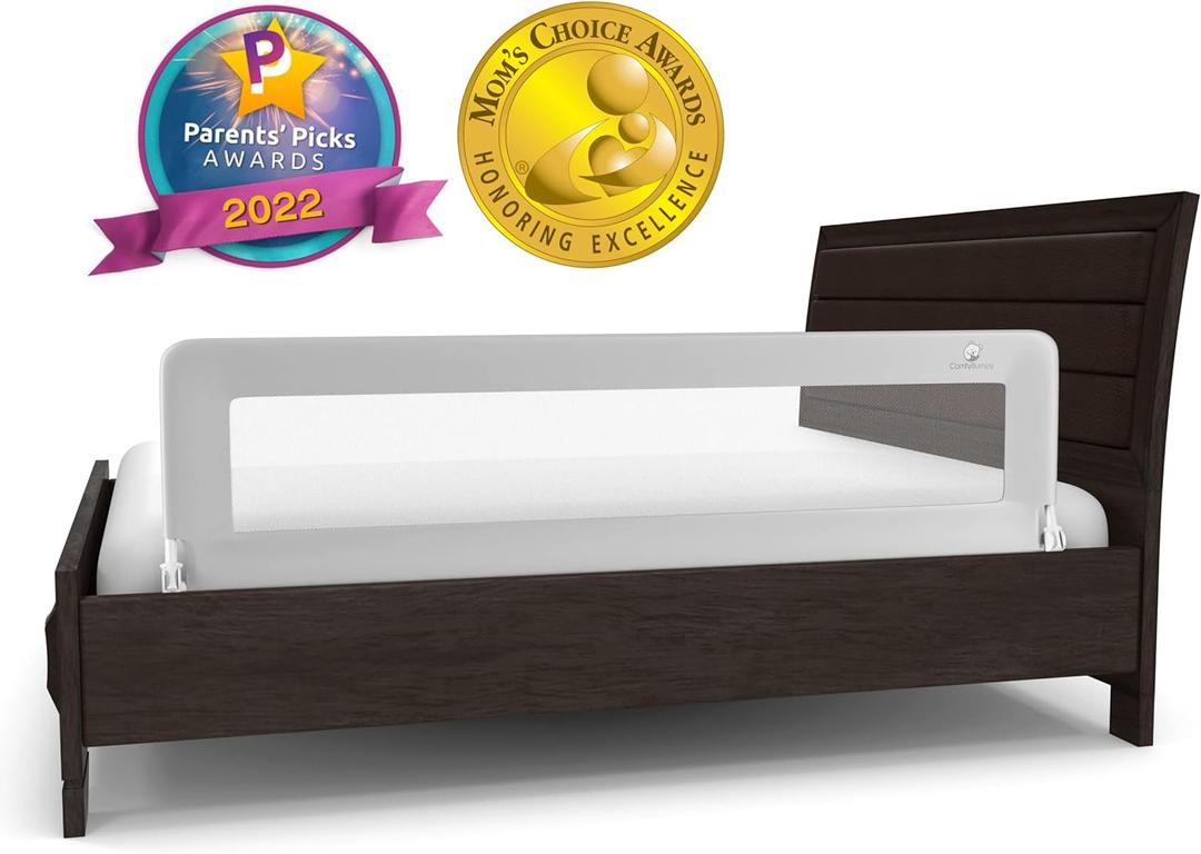 ComfyBumpy 1-Pack Bed Rail for Toddlers 55.5" L x 19.5" H | Toddler Bed Rails for Twin, Full, Queen & King Mattress Size | Swing Down Rail Guard | Mattress Side Rail for Kids | Gray