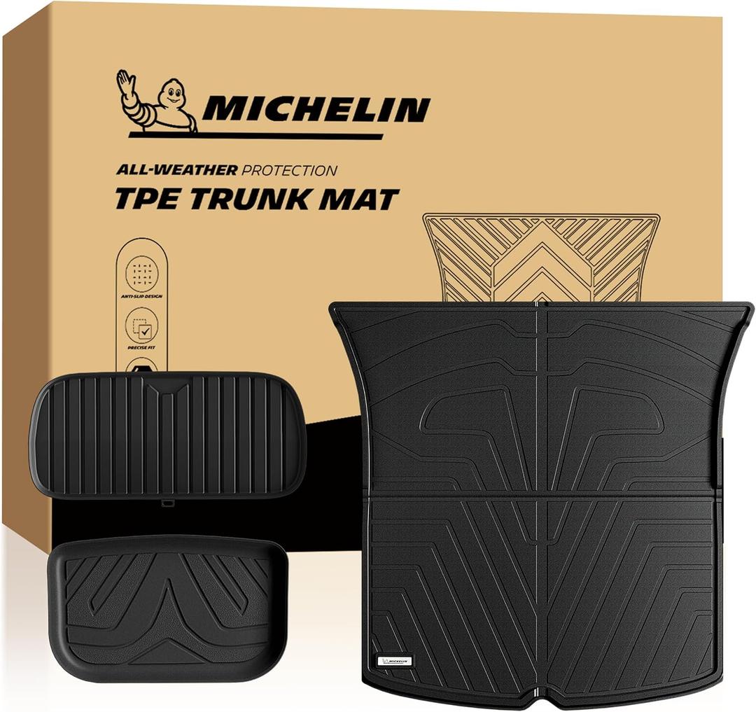 Michelin Vehicle Mat for 2025-2027 Tesla Model Y 5 Seat (3 Piece) | Frunk & Trunk Mats All-Weather TPE Custom Fit Liner, Elite Series
