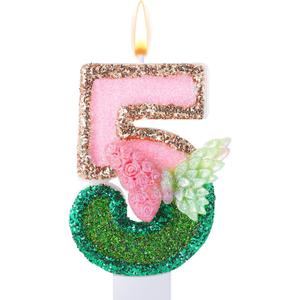 Pink Green Birthday Candles Witch Princess Theme Party Decorations Butterfly Cake Toppers Cupcake Toppers for Party Supplies Wedding Anniversary Decor(5)