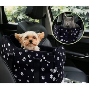 Cullaby Console Dog Car Seat for Small Dogs up to 15 lbs – Portable Armrest Booster with Soft Cushion and Safety Belt (Black)