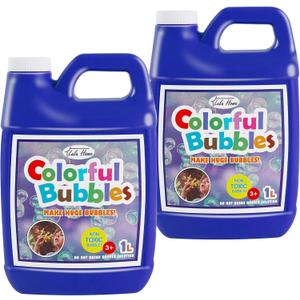 Lulu Home 2 Packs Bubble Concentrated Solution, 1 L/ 33.8 OZ Bubble Refill Solution for Kids Bubble Machine, Giant Bubble Wand, Bubble Blower Toys, Birthday Party Favors (Dark Blue Bottle)
