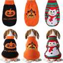 3 Pack Halloween Thanksgiving Christmas Dog Cat Sweaters Sets Dogs Fall Clothes Pumpkin Turkey Snowman Dog Cat Knit Sweaters Pets Costumes for Holiday Dogs Cats Pets(Small)