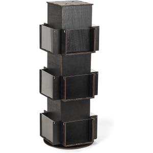 Natheeph Rotating Display Stand Greeting Card Display Wooden Display Rack with Two Card Sticker for Greeting Card Vendor Coffee Bag 3 Tier Tabletop Display Stand (Ebony)
