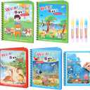 CMTOOP 4 Pack Reusable Water Coloring Books for Toddlers, Paint with Water Books, Mess-Free Coloring Book, Portable Educational Doodle Drawing Toy, Improving Children's Imagination, Color Perception