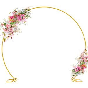 Wokceer Round Backdrop Stand 8FT Gold Wedding Arch Metal Circle Balloon Arch Stand for Birthday Party Wedding Bridal Shower Anniversary Ceremony