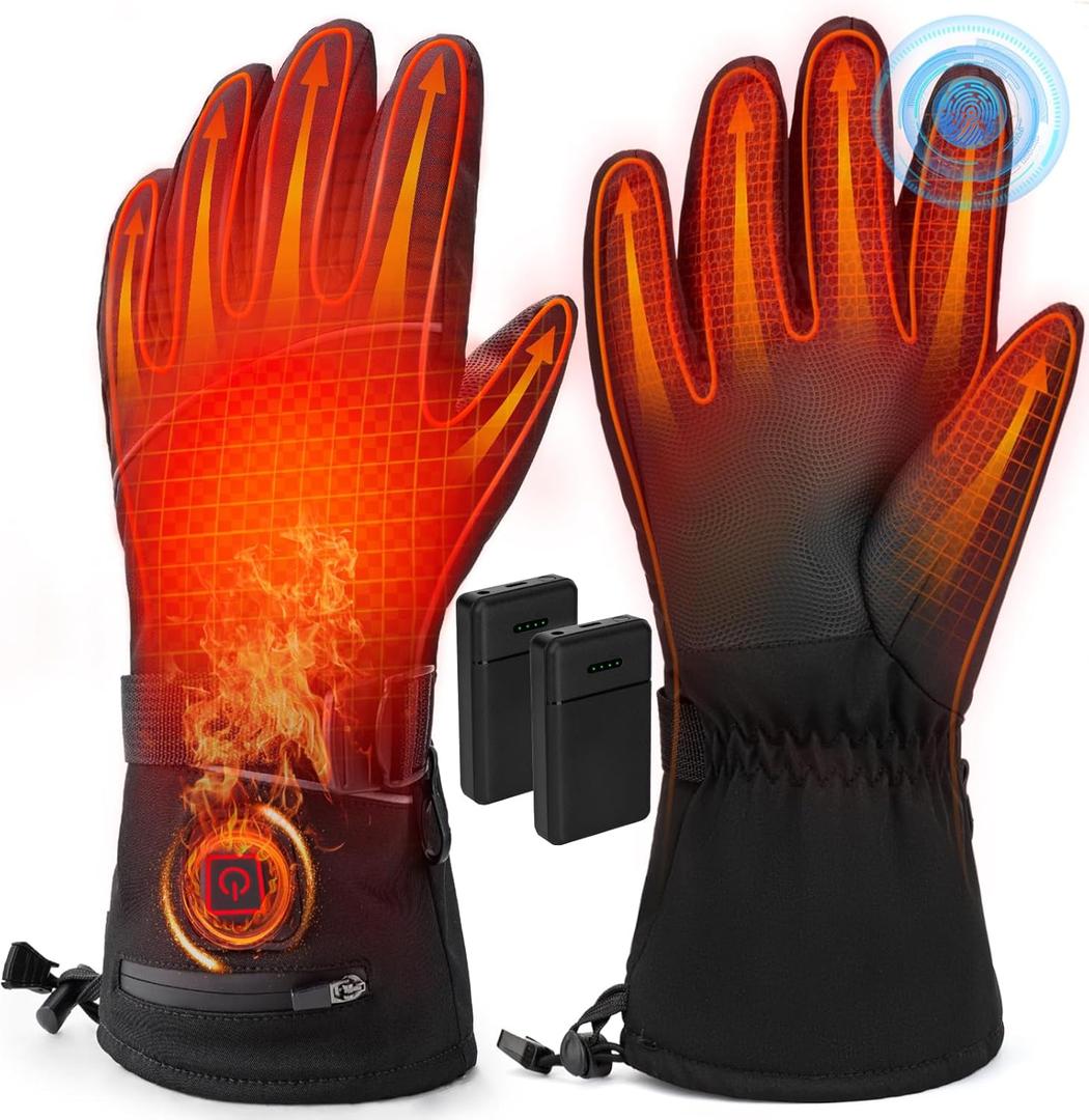 Heated Gloves, Rechargeable Heating Glove for Men Women - 3 Heating Levels, Touchscreen, Waterproof, Perfect for Skiing, Working, Motorcycling (Large)