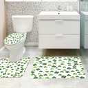 MEHOFOND 4pcs St. Patrick's Day Shower Curtain Set with Non-Slip Rugs Toilet Lid Cover and Bath Mat Shamrock Bathroom Shower Curtain Set Irish Lucky Clover White and Green Set for Bathroom Decor