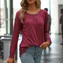 JomeDesign Womens Tops Long Sleeve Crew Neck Shirts Loose Casual Blouse Fall Clothes (S)
