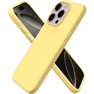 ORNARTO Compatible with iPhone 16 Pro Case 6.3", Slim Liquid Silicone 3 Layers Soft Gel Rubber Shockproof Protective Cover with Anti-Scratch Microfiber Lining-Buttercream Yellow