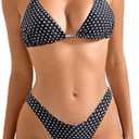 SUUKSESS Women Halter String Two Piece Bikini Sets Reversible Thong Swimsuit M