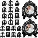 Tatuo 20 Sets Mini Picture Frames and Display Stands Vintage Resin Picture Frame Resin Holder for Home Office Bedroom Living Room Wedding Decor (Black)