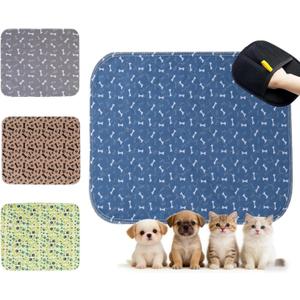 Puppy Pads with Pheromones, Washable Pee Pads for Dogs Potty Training, Reusable Dog Mat with Pet Hair Removal Gloves for Playpen, Crate, Whelping Box (Blue,S)