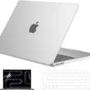 EooCoo Case Compatible with MacBook Pro 14 inch 2026-2021 M5-M1 Pro/Max Chip, Ultra Anti-Fingerprint, Anti-Scratch, Frosted Hard Shell Cases with Keyboard Cover, Screen Protector - Matte Transparent (Textured Matte Clear)