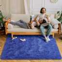 Chicrug Soft Area Rugs for Bedroom Living Room Plush Fluffy Rug 4x6 Feet, Shag Furry Area Rug Carpet Non Shedding for Nursery Children Kids Girls Room Home Decorative, Navy (4' x 6')