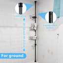 BsBsBest Shower Organizer Caddy - Stainless Steel Shower Shelves Rack, Adjustable Organization And Storage Head Holder, Rustproof Tension Pole, Black