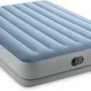 Intex 64159E Dura-Beam Plus Mid-Rise Air Mattress: Fiber-Tech - Queen Size - Built-in USB Electric Pump - 14in Bed Height - 600lb Weight Capacity