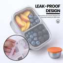 2 x Snackle Box Container,Dishwasher,Reusable Snack Containers With Lids,2 Compartment Stainless Steel Snack Containers,Fruits, Snacks,Nuts,Salad,travel,850ML,White,1Pack