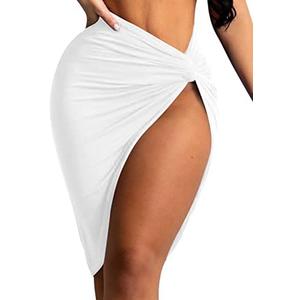 Mizoci Women's Swimsuit Coverup Beach Wrap Skirt Bathing Suit Bikini Cover Up for Swimwear, Size S, White