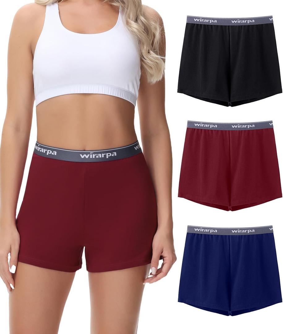 wirarpa Women's Cotton Sleep Shorts Comfywear Lounge Pajama Shorts 3 Pack (XX-Large, Multicolor)