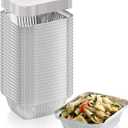 50-Pack Heavy Duty Disposable Aluminum Oblong Foil Pans with Lid Covers | 100% Recyclable Tin Food Storage Tray | Extra-Sturdy Containers for Cooking 1 LB