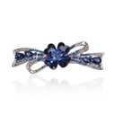 Flower Hairpin Rhinestone Hair Clips Hair Jewelry Barrettes for Women Gifts for Girls Fashion Hair Accessories for Wedding Party(Dark Blue)