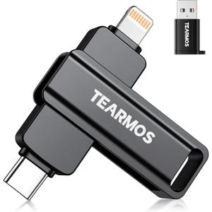 TEARMOS 512GB Flash Drive Intended for iPhone iPad, Memory Stick Storage for Photos and Videos Backup, Compatible with iPhone iPad Android PC, Plug and Play, No Application Required (Metal Gray)