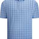 Alex Vando Mens Printed Golf Shirt Cooling Performance Short Sleeve Stretch Dress Polo Shirts Men (Large, Blue White Check)
