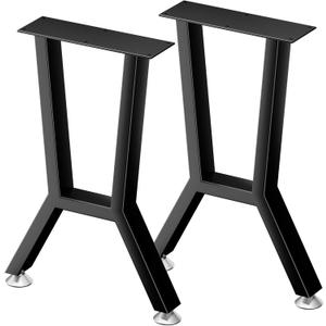 Set of 2 Metal Table Legs 16 inch Height Coffee Table Legs Bench Table Legs for DIY Desk Legs with Adjustable Leveling Glides Ottoman Furniture Legs Easy Install Matte Black Finish
