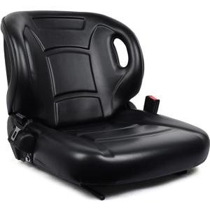 Universal Forklift Tractor Seat  with Micro Safety Switch, Retractable Seat Belt, 160 Adjustable Backrest & Slide Rail  Waterproof PVC Leather for Excavator, Skid Steer, Dozer, Mower, Telehandler