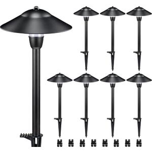 SUNVIE Low Voltage Pathway Lights Wired Path Light Outdoor 3W 12-24V 3000K Waterproof Aluminum LED Landscape Lights with Connector for Garden Walkway Yard - ETL Listed Cord, 8 Pack