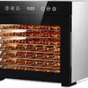 Food Dehydrator Machine, Powerful Food Dryer with 8 Stainless Steel Trays, Adjustable Temperature up to 167°F & 48-Hour Timer for Jerky, Fruits, Herbs - Includes Mesh Tray, Drip Tray & Recipe Guide