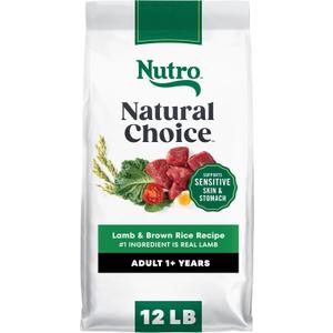 Nutro Natural Choice Dry Dog Food, Adult Dog Food Dry Lamb and Brown Rice Recipe, 12 lbs., Best Before: JAN/09/2027