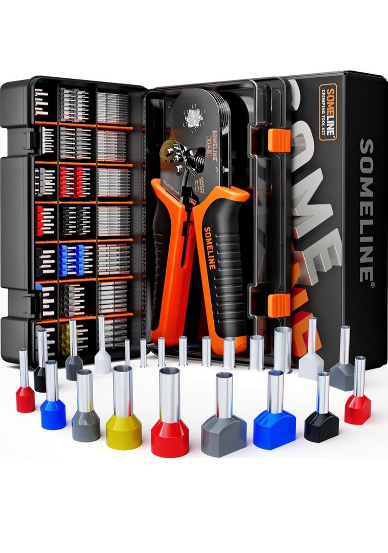 SOMELINE Ferrule Hexagonal Crimping Tool Kit, 21 Sizes Ferrules, 24-8 AWG Ferrule Crimper, Hexagonal Crimp Pliers Ferrule Terminal Kit