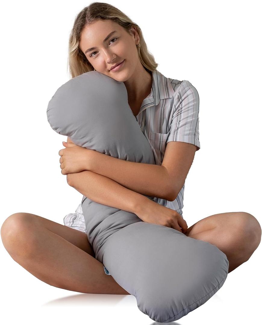 Weighted Body Pillow 6.5lbs - Weighted Pillow for Deeper Sleep - Cooling Body Pillows for Adults - Full Body Pillow for Sleeping - Side Sleeper Body Pillow with Cover (Original - 41" x 10" (6.5LBS))