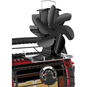 HIDALIFE Wood Stove Fan for Heater, Heat Powered Fireplace 6 Blades Fan with Bracket Compatible for Heater,Thermal Tent Heater Fan for Camping Propane Heater with Magnetic Thermometer