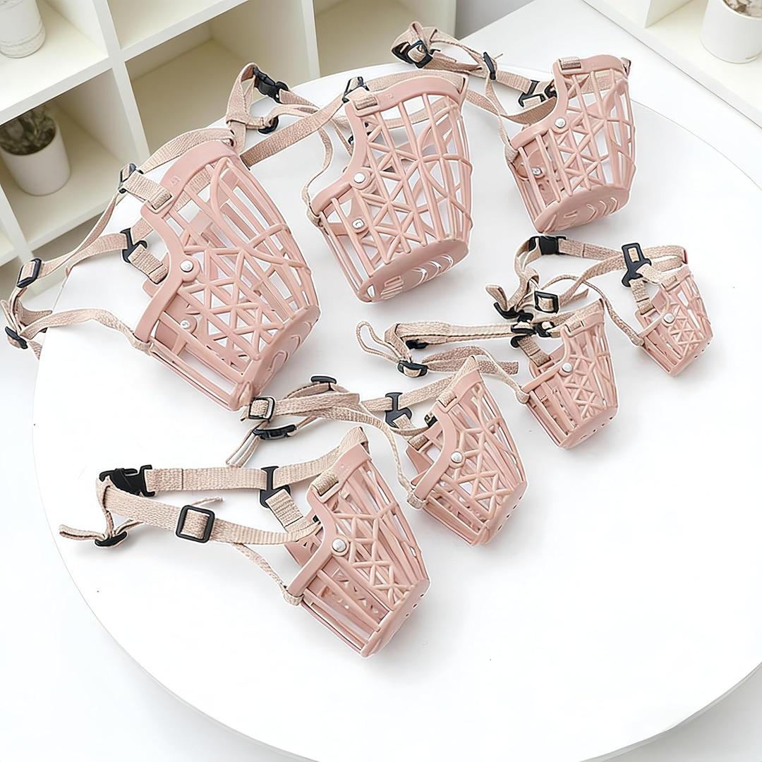 7pcs/Set Basket Dog Muzzle for Small and Large Dogs Breathable Adjustable Anti Bite Pet Training Mouth Cover