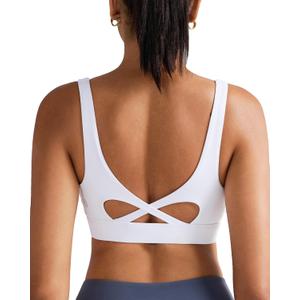 RUNNING GIRL Sports Bra for Women High Support, Molded Cup High Impact Sports Bras with Sewn in Pads Workout Running Bra (Large, White)