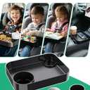 Car Seat Cup Holder Snack Tray for Kids, Reduces Mess, Detachable Large Base & Adjustable Ring, Carseat Tray for Toddler, Car Seat Food Tray Eating Table for Kids Travel Road Trip Essentials