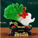 Lucky Cabbage Sculpture Wishful Cabbage Statue feng Shui Resin Jade Cabbage Bai CAI Collectible Sculptures Charm Gifts for Wealth Luck Office Living Room (Medium)