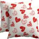 Valentines Day Pillow Covers 18x18 Set of 2 Red Heart Throw Pillow Covers Love Pillowcase Linen Decoration Farmhouse Holiday Cozy Soft Cushion Case Couch for Indoor Outdoor Home Decor