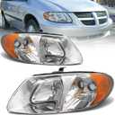AS 2001-2007 Dodge Caravan Headlight Assembly for 01-07 Grand Caravan Chrysler Town & Country with 113.3 inch Short-Wheelbase(NOT FOR long-wheelbase 119.3-inch) Clear Lens Chrome Housing