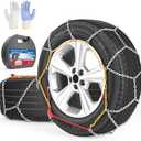 Snow Chains for Car Tires Manual Tightening, Universal Adjustable Emergency Portable Tire Chains, Suitable for Commuter Car and SUV, Set of 2